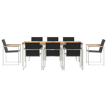 Garden Dining Set 7 pcs Solid Teak Wood and Stainless Steel