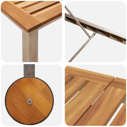 Lounger 3 pcs Brown Solid Acacia Wood and Stainless Steel