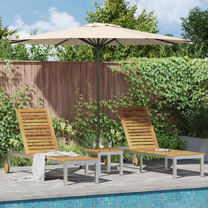 Lounger 3 pcs Brown Solid Acacia Wood and Stainless Steel