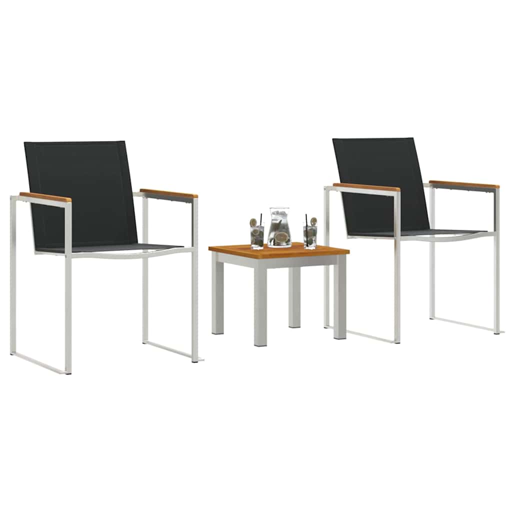 Garden Dining Set 3 pcs Brown and Black Solid Acacia Wood