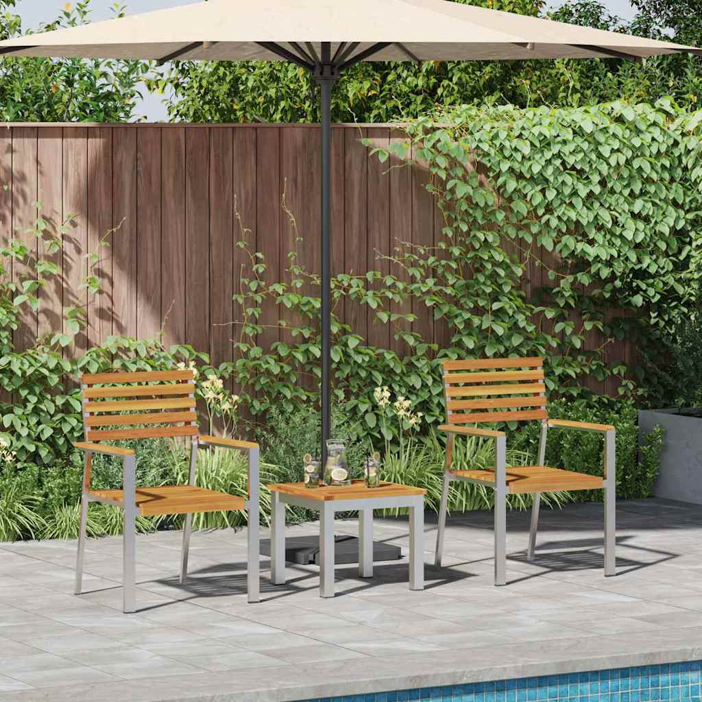 Garden Dining Set 3 pcs Brown Solid Acacia Wood