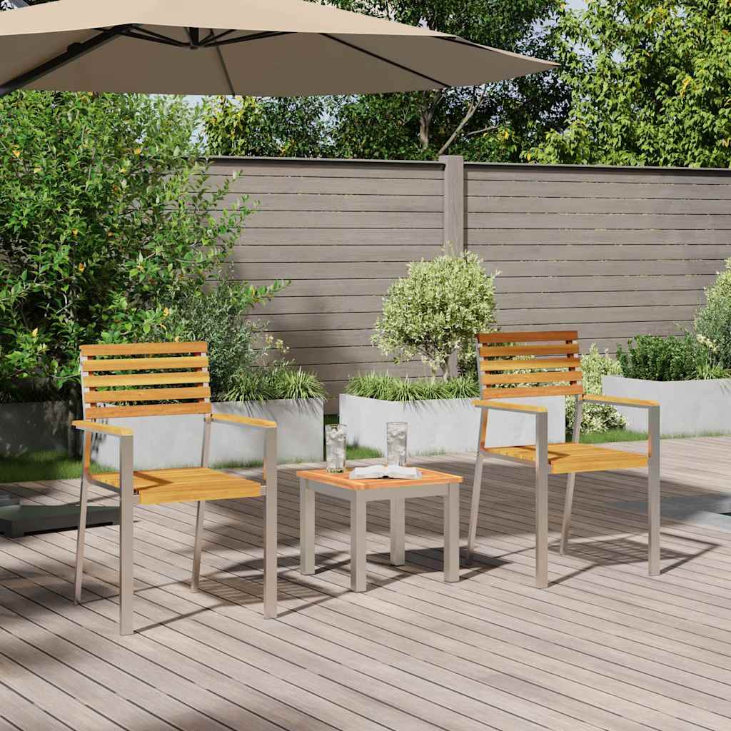 Garden Dining Set 3 pcs Brown Solid Acacia Wood