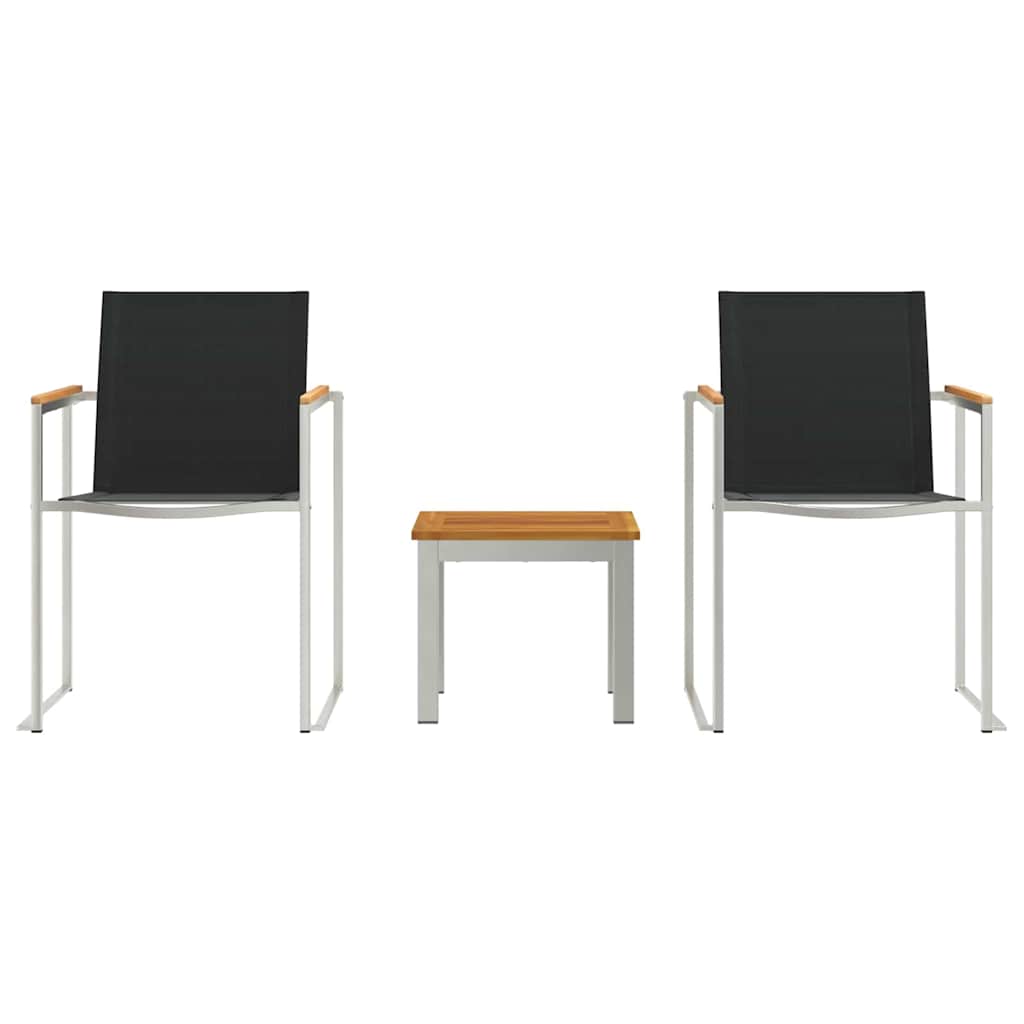 Garden Dining Set 3 pcs Brown and Black Solid Teak Wood