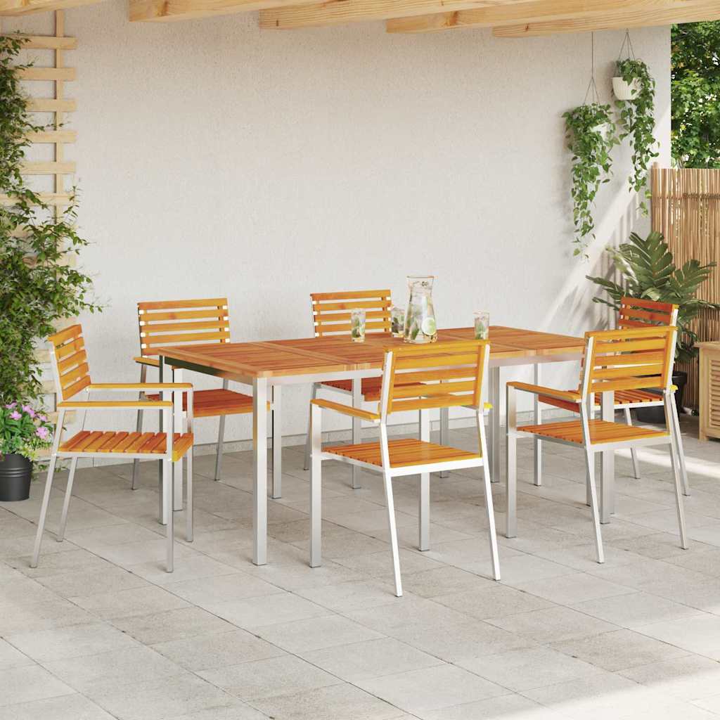 Garden Chair 6 pcs Oil Natural Solid Acacia Wood