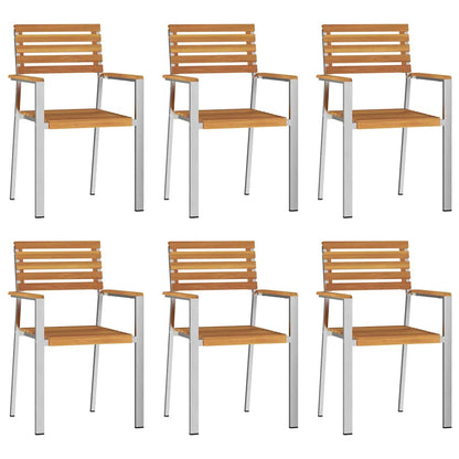 Garden Chair 6 pcs Oil Natural Solid Acacia Wood