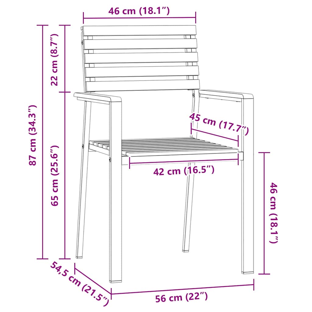 Garden Chair 6 pcs Oil Natural Solid Acacia Wood