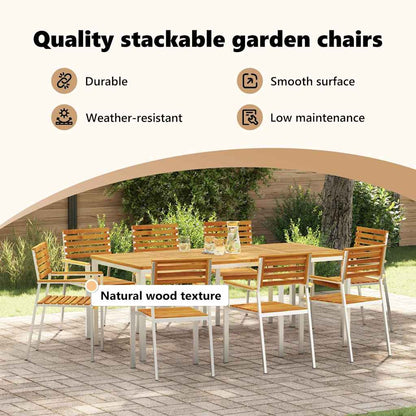 Garden Chair 8 pcs Solid Acacia Wood and Stainless Steel