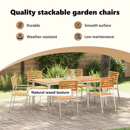 Garden Chair 6 pcs Solid Teak Wood and Stainless Steel