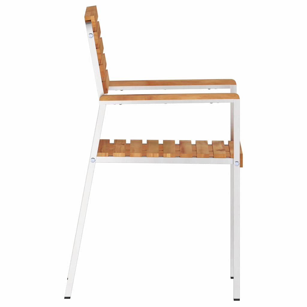 Garden Chair 6 pcs Solid Teak Wood and Stainless Steel