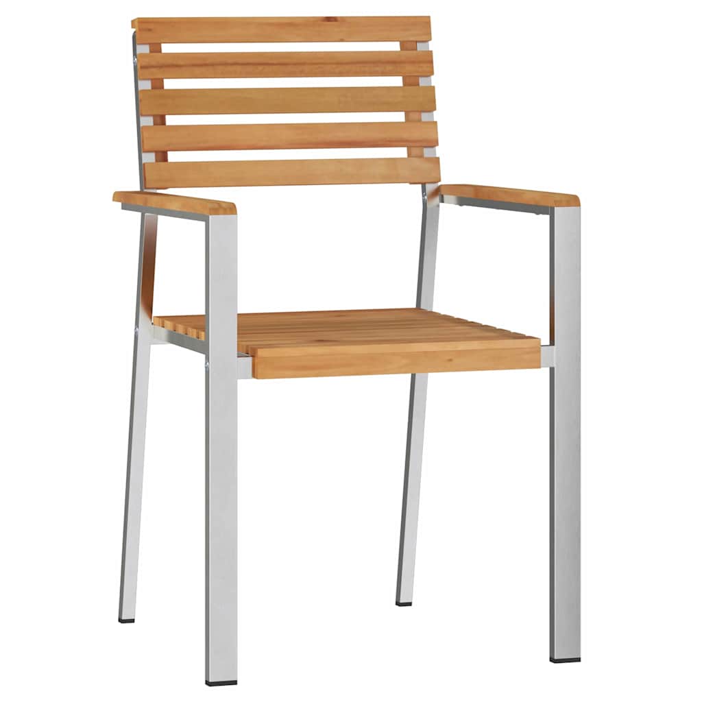 Garden Chair 8 pcs Solid Teak Wood and Stainless Steel