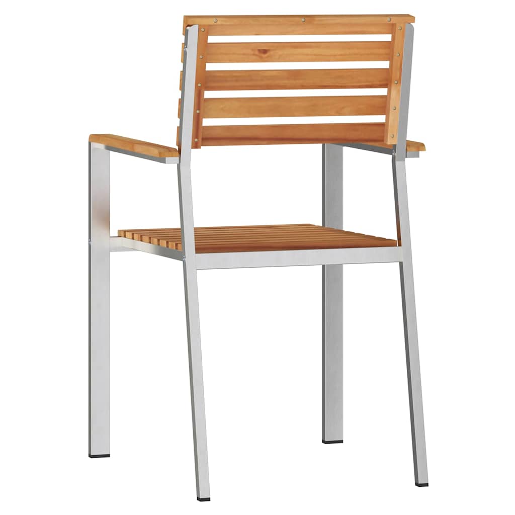 Garden Chair 8 pcs Solid Teak Wood and Stainless Steel