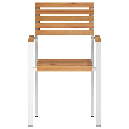 Garden Chair 8 pcs Solid Teak Wood and Stainless Steel
