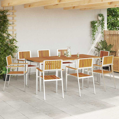 Garden Chair 8 pcs Solid Acacia Wood and Stainless Steel