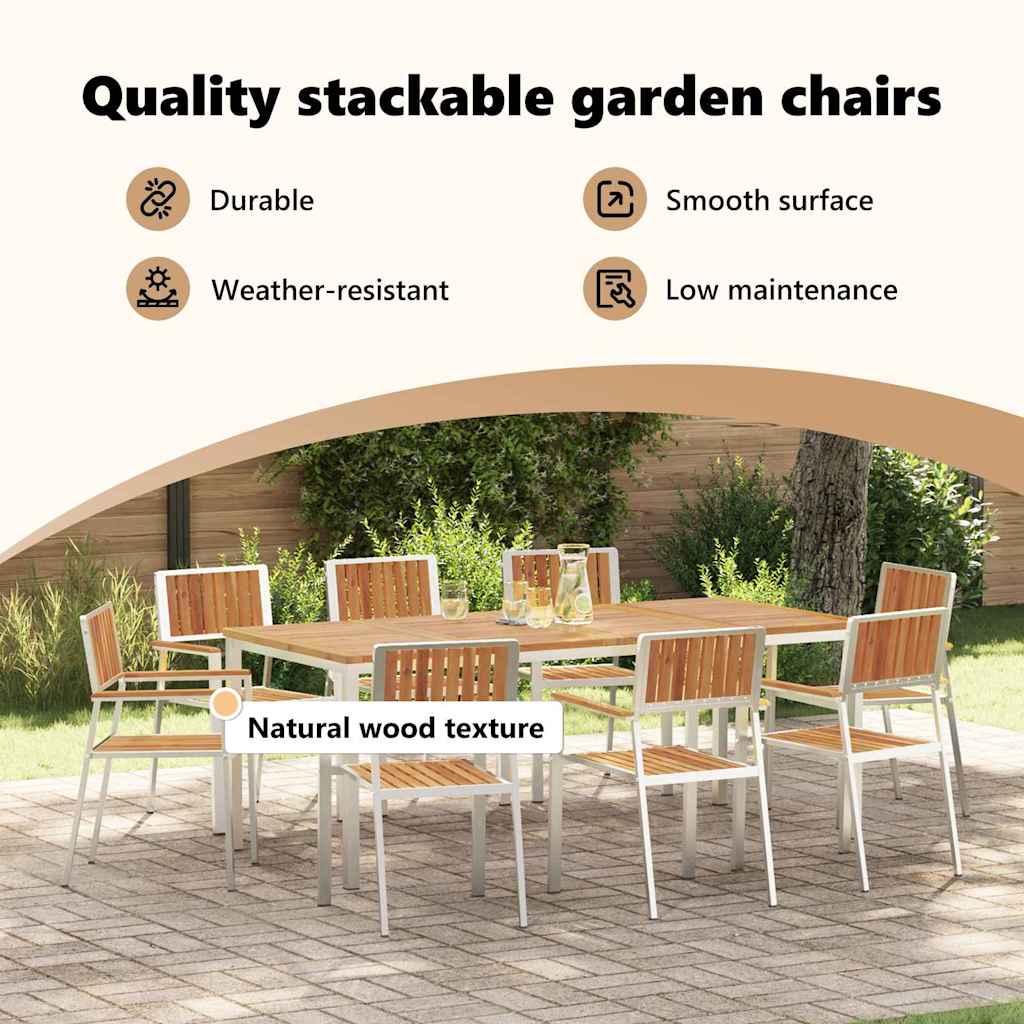 Garden Chair 8 pcs Solid Acacia Wood and Stainless Steel
