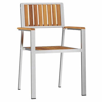 Garden Chair 8 pcs Solid Acacia Wood and Stainless Steel