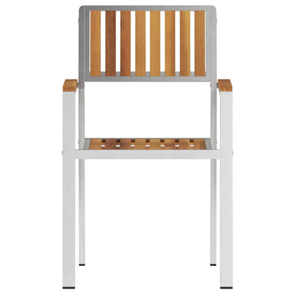 Garden Chair 8 pcs Solid Acacia Wood and Stainless Steel