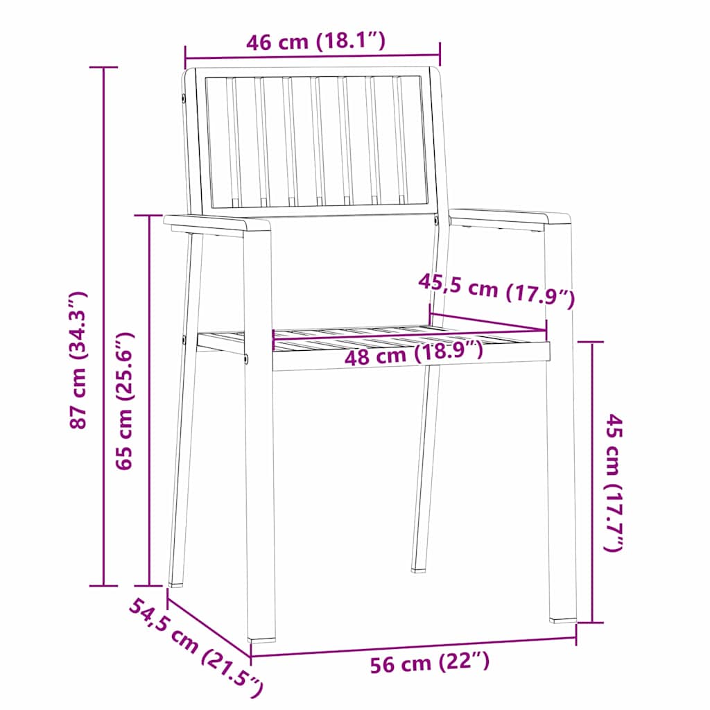 Garden Chair 8 pcs Solid Acacia Wood and Stainless Steel