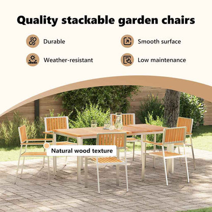 Garden Chair 6 pcs Solid Teak Wood and Stainless Steel