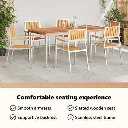 Garden Chair 6 pcs Solid Teak Wood and Stainless Steel