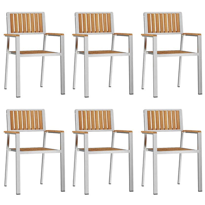 Garden Chair 6 pcs Solid Teak Wood and Stainless Steel