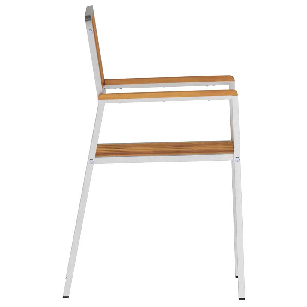 Garden Chair 6 pcs Solid Teak Wood and Stainless Steel
