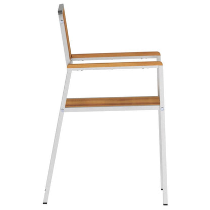 Garden Chair 6 pcs Solid Teak Wood and Stainless Steel