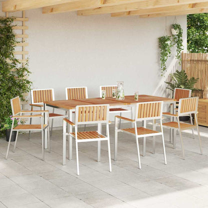 Garden Chair 8 pcs Solid Teak Wood and Stainless Steel