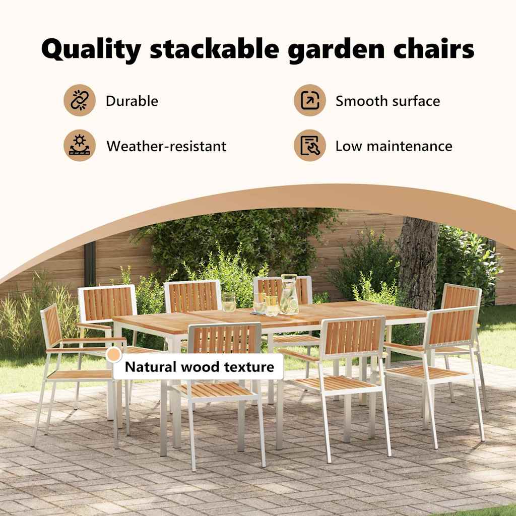Garden Chair 8 pcs Solid Teak Wood and Stainless Steel