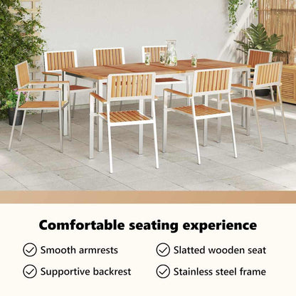 Garden Chair 8 pcs Solid Teak Wood and Stainless Steel