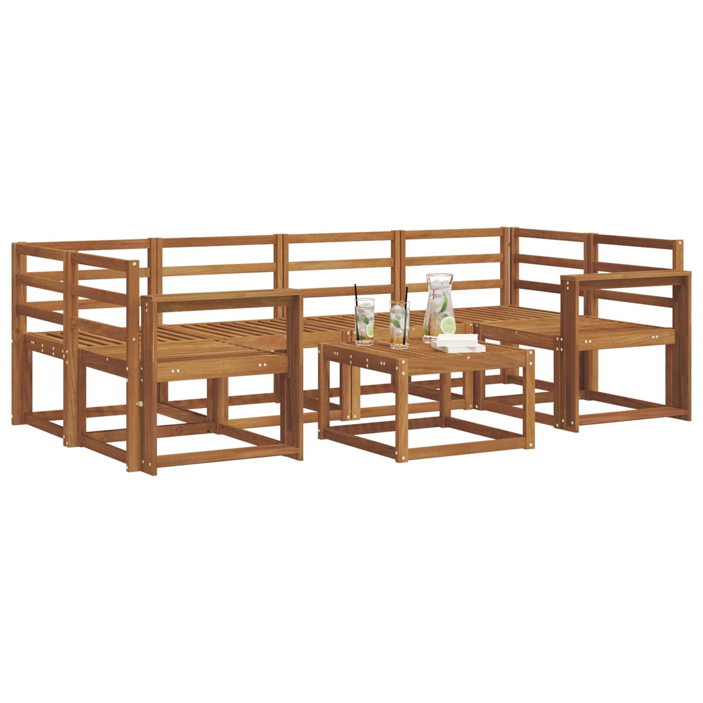 Outdoor Sofa Set 7 pcs Natural Solid Acacia Wood