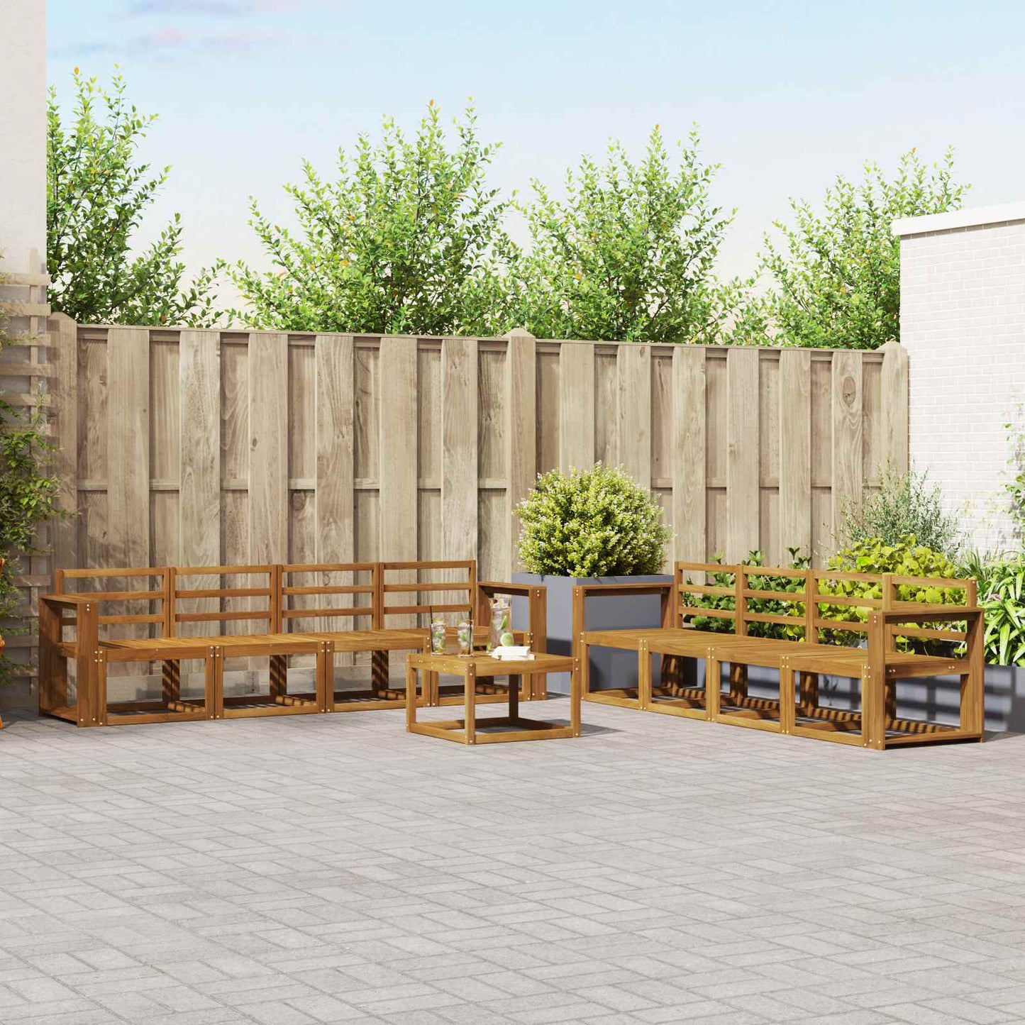 Outdoor Sofa Set 9 pcs Natural