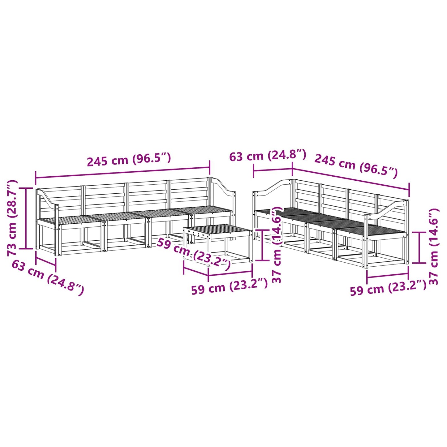 Outdoor Sofa Set 9 pcs Natural