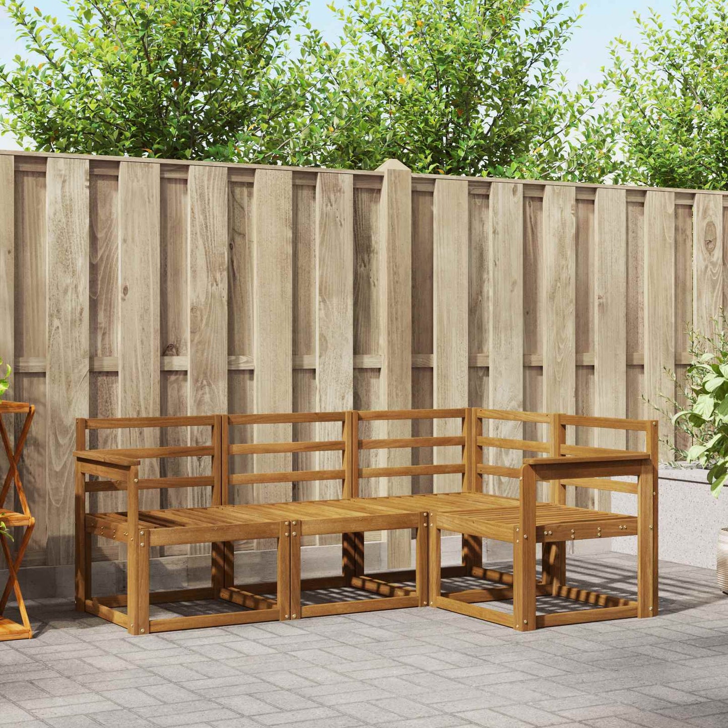 Outdoor Sofa Set 4 pcs Natural Solid Acacia Wood
