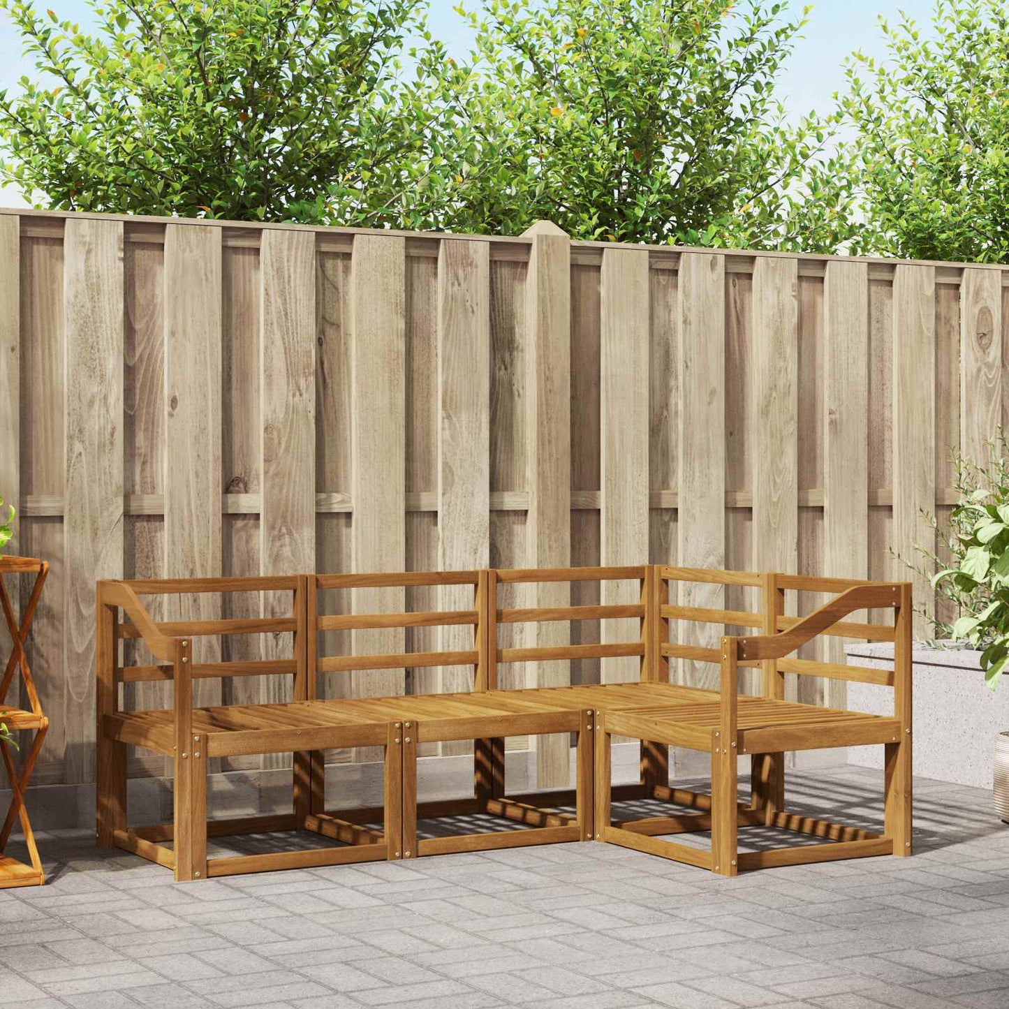 Outdoor Sofa Set 4 pcs Natural Solid Acacia Wood