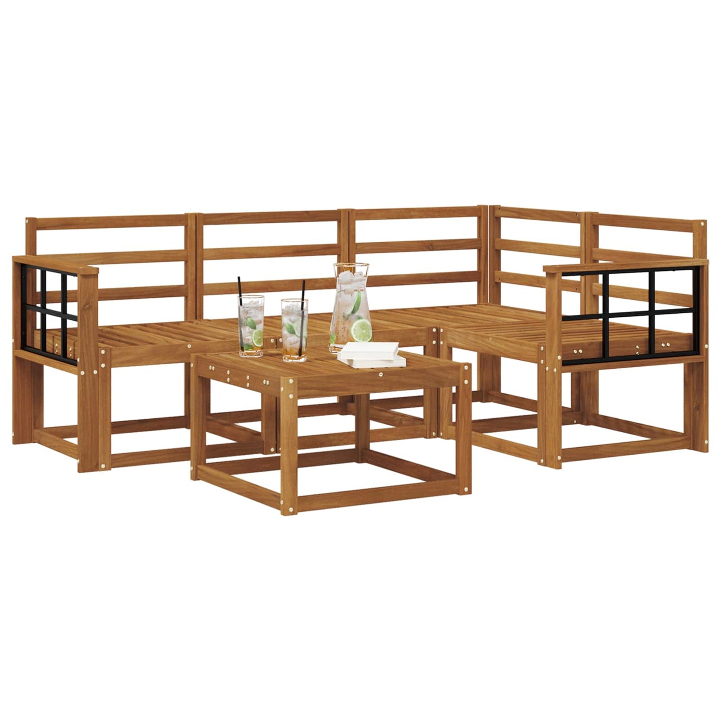 Outdoor Sofa Set 5 pcs Natural Solid Acacia Wood