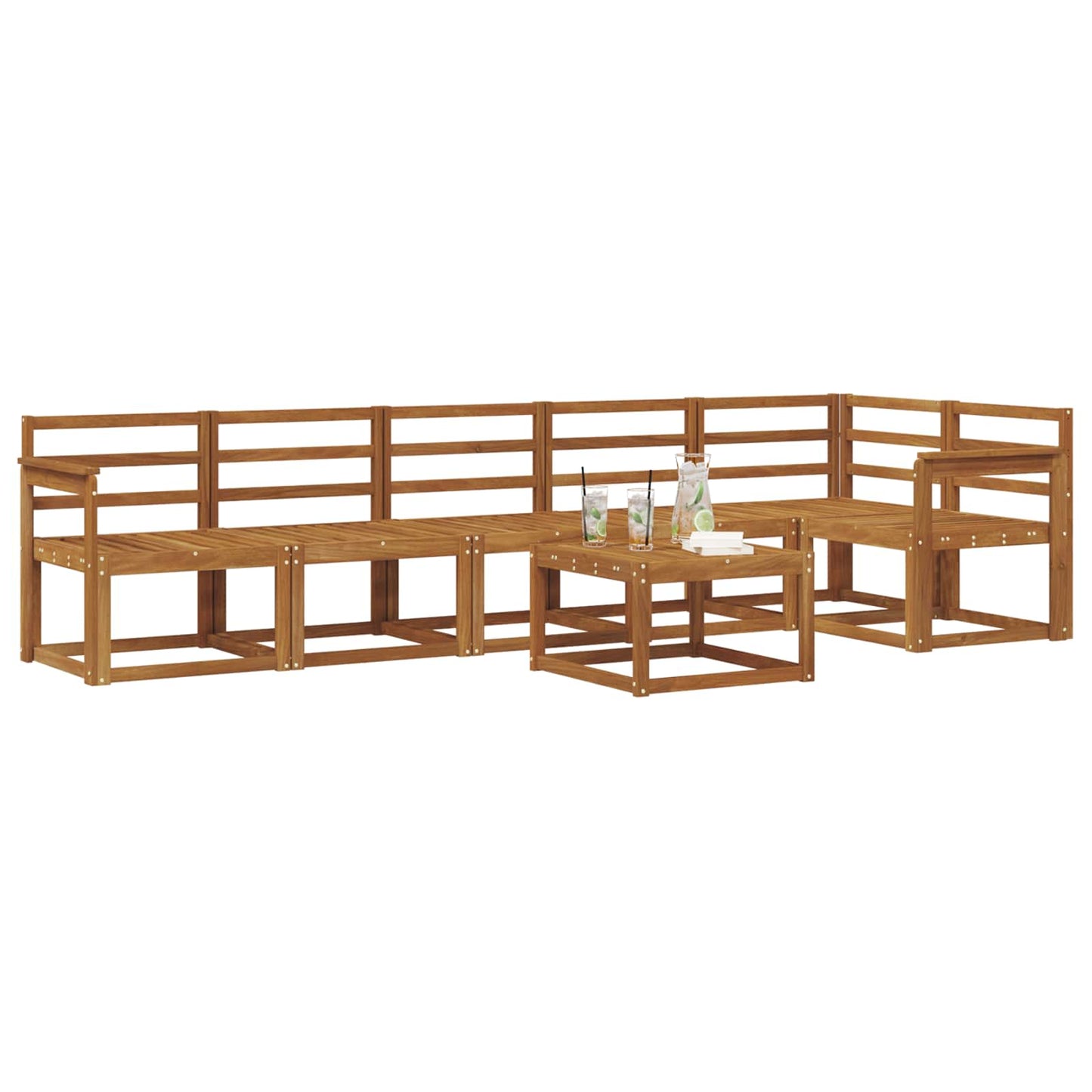 Outdoor Sofa Set 7 pcs Natural Solid Acacia Wood