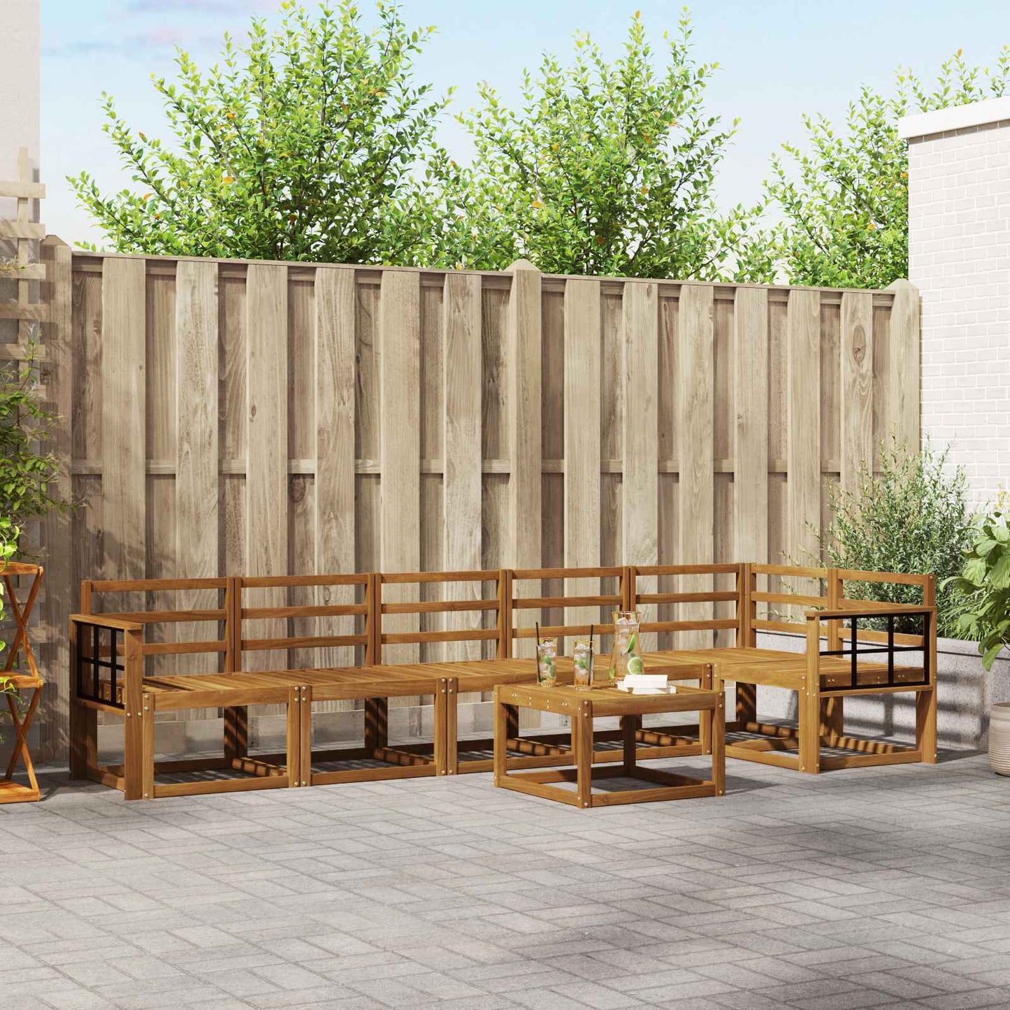 Outdoor Sofa Set 7 pcs Natural Solid Acacia Wood