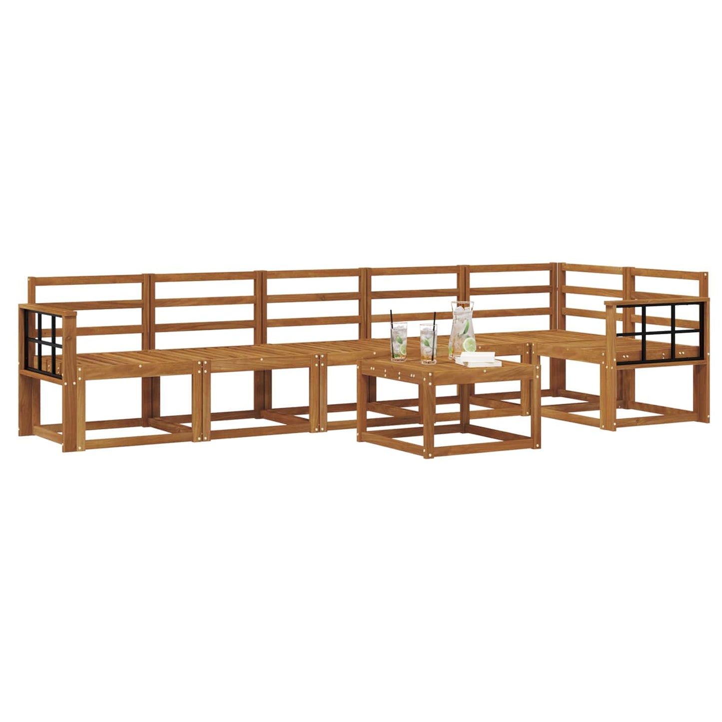 Outdoor Sofa Set 7 pcs Natural Solid Acacia Wood