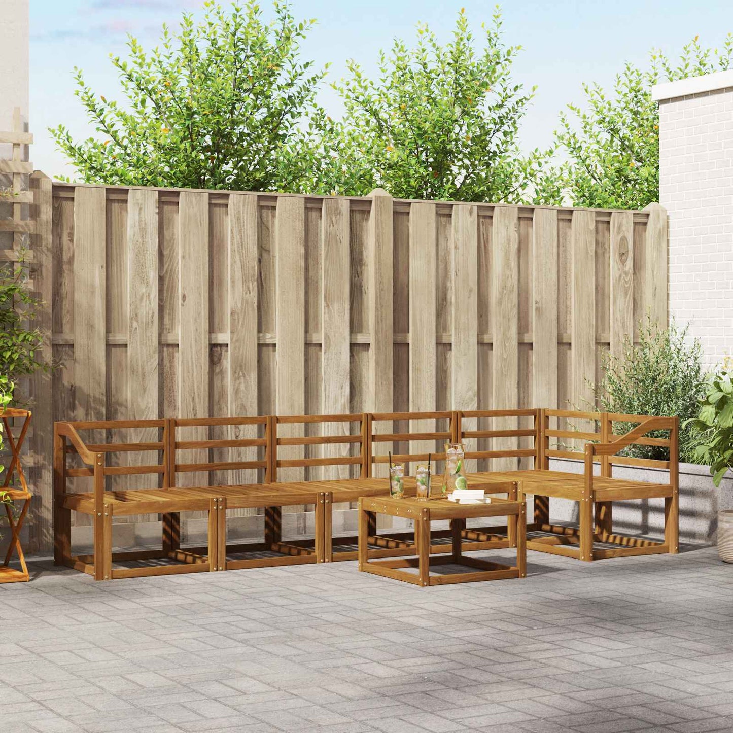 Outdoor Sofa Set 7 pcs Natural Solid Acacia Wood