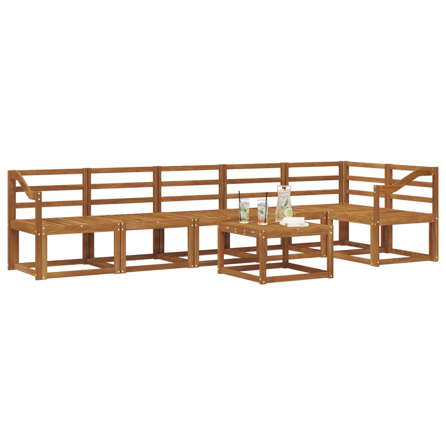 Outdoor Sofa Set 7 pcs Natural Solid Acacia Wood