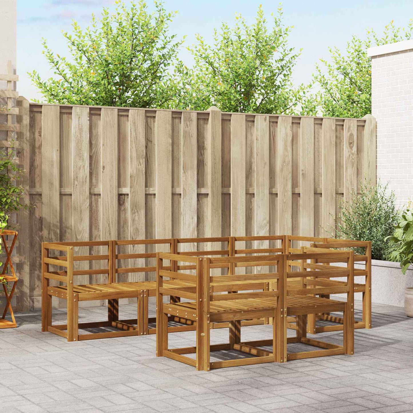 Outdoor Sofa Set 7 pcs Natural Solid Acacia Wood