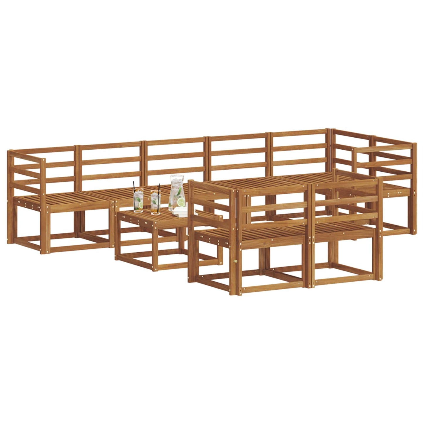 Outdoor Sofa Set 9 pcs Natural Solid Acacia Wood