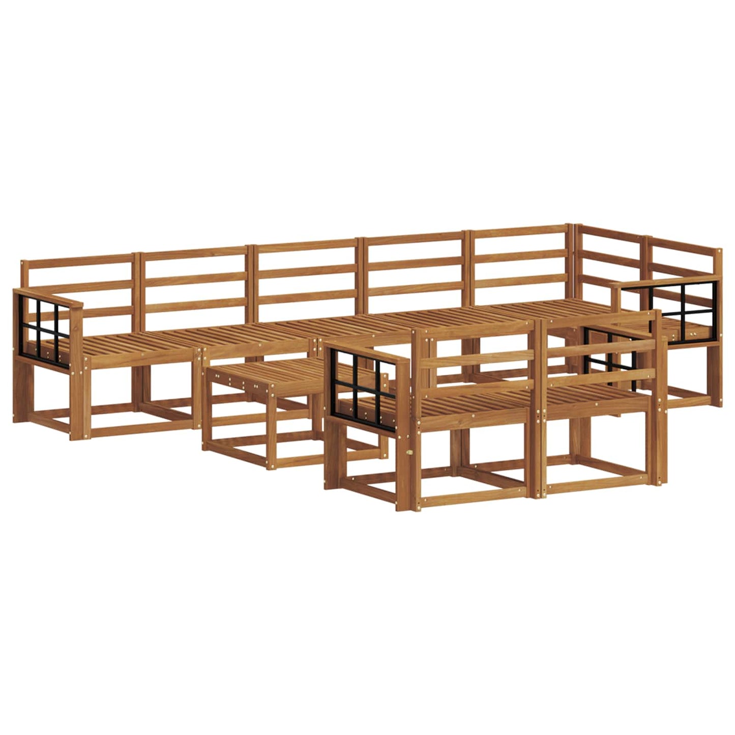 Outdoor Sofa Set 9 pcs Natural Solid Acacia Wood