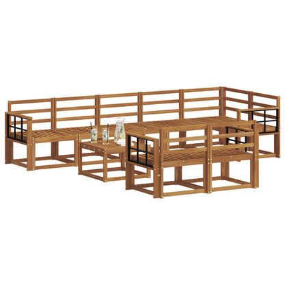 Outdoor Sofa Set 9 pcs Natural Solid Acacia Wood