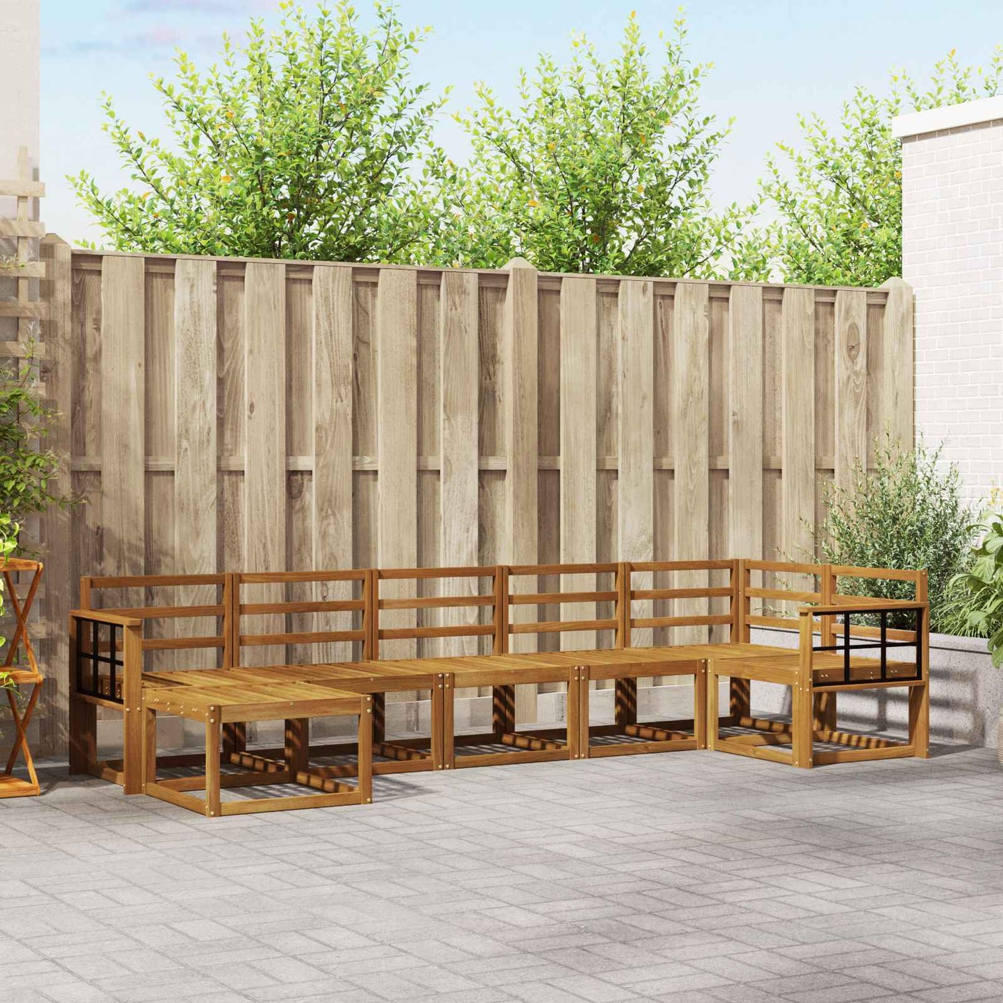Outdoor Sofa Set 7 pcs Natural Solid Acacia Wood