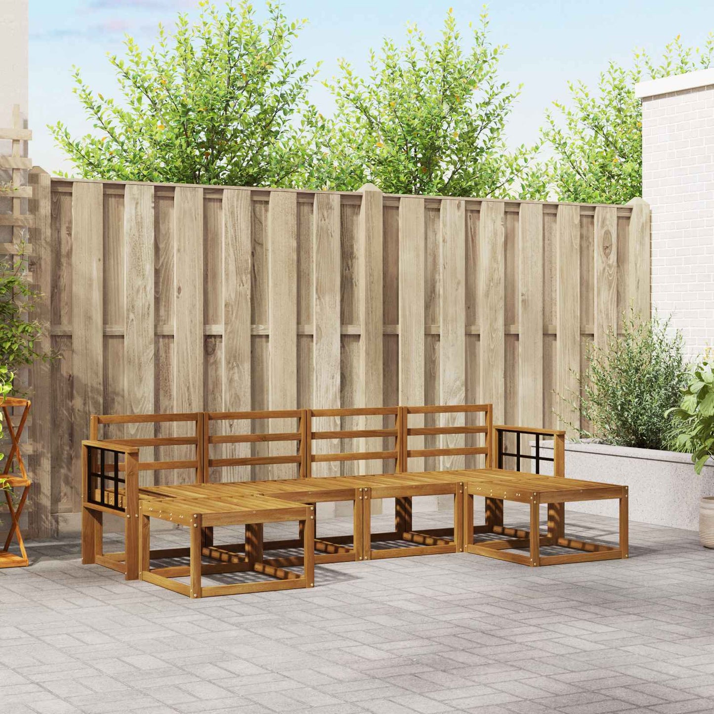 Outdoor Sofa Set 6 pcs Natural Engineered Wood