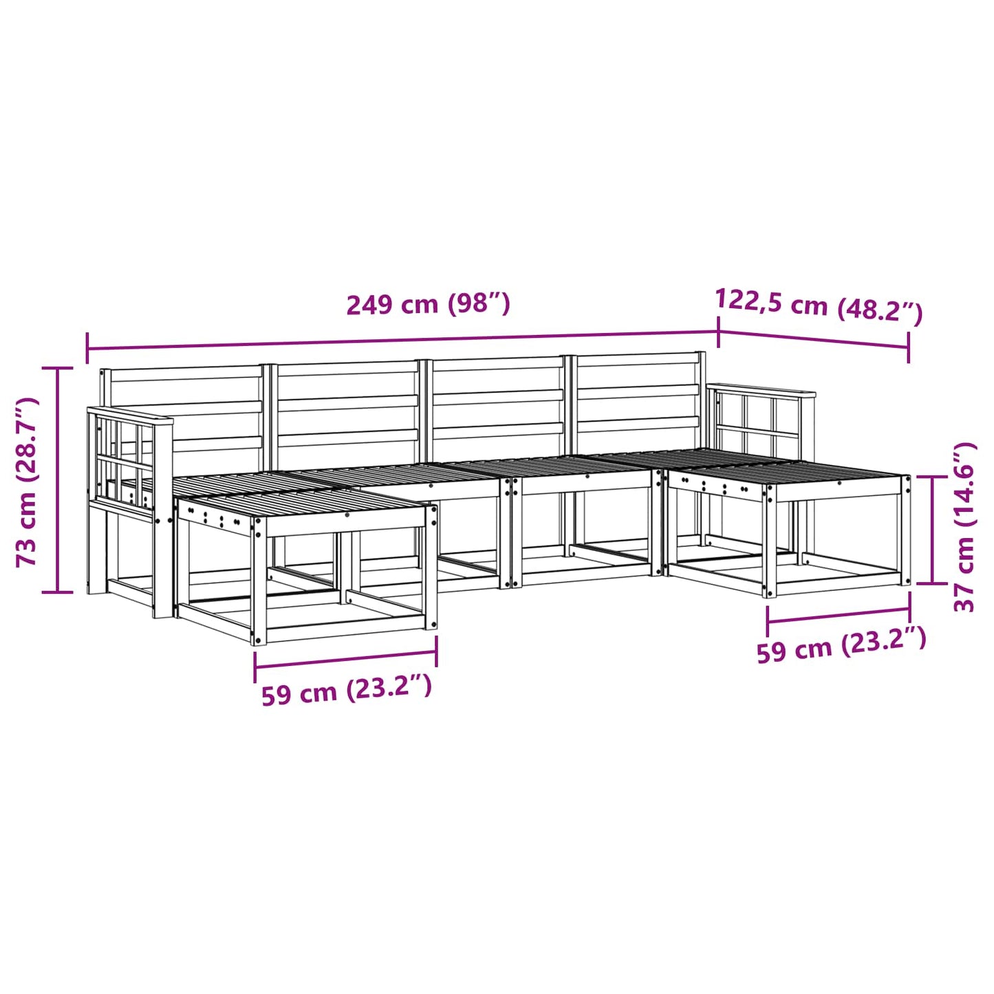 Outdoor Sofa Set 6 pcs Natural Engineered Wood