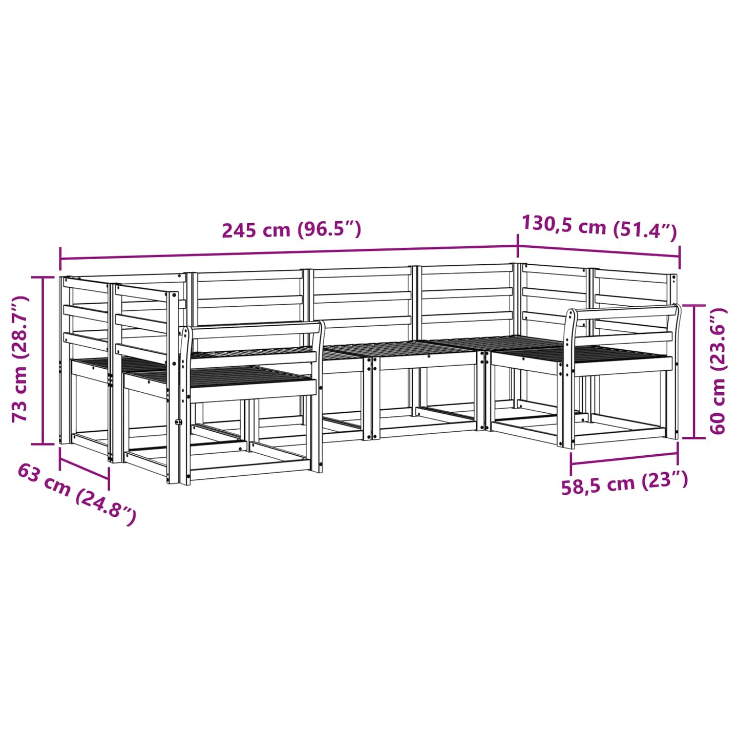 Outdoor Sofa Set 6 pcs Natural Solid Acacia Wood