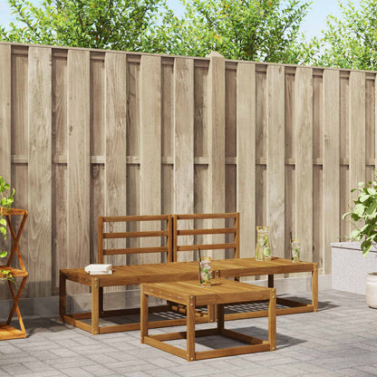 Outdoor Sofa Set 3 pcs Natural Solid Acacia Wood