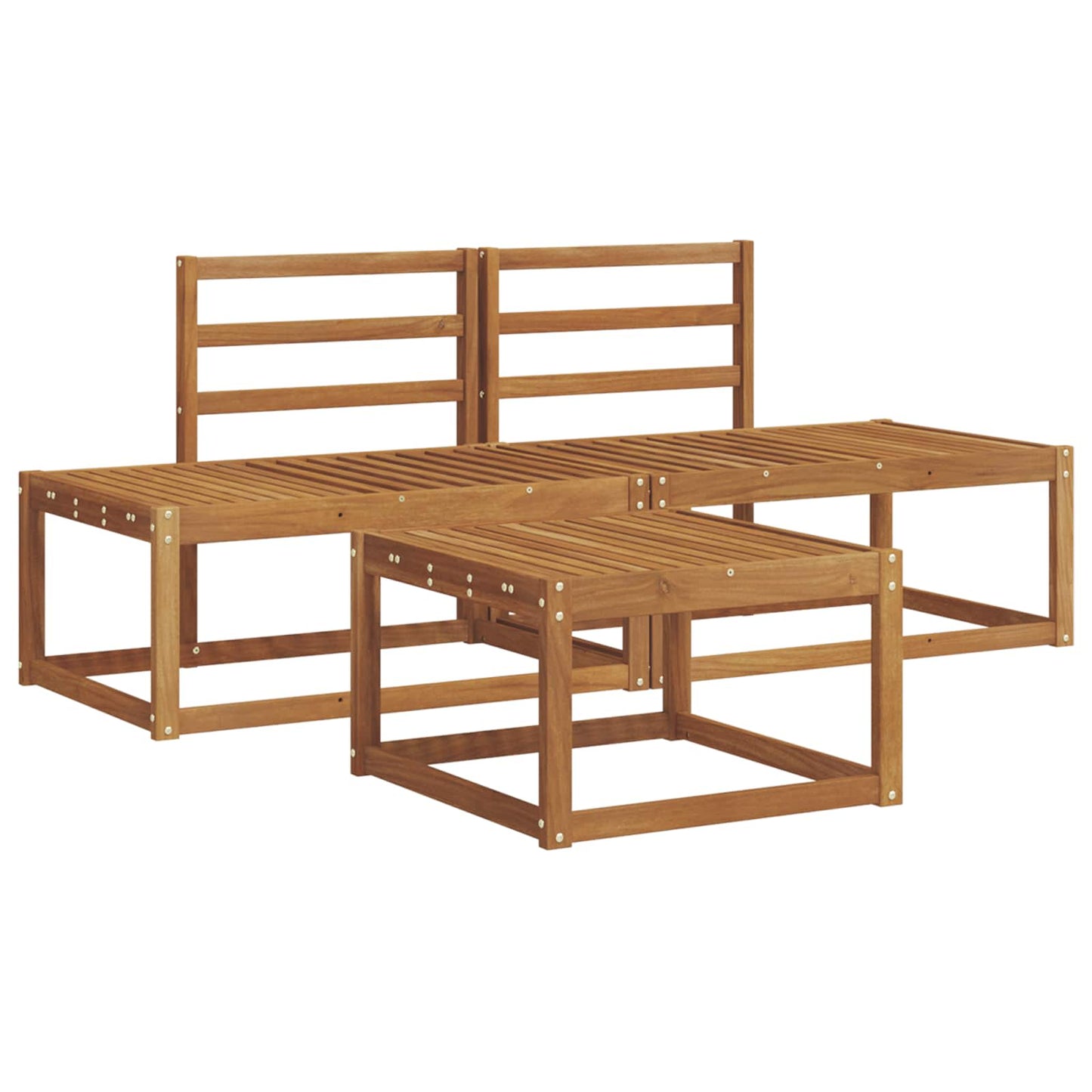 Outdoor Sofa Set 3 pcs Natural Solid Acacia Wood